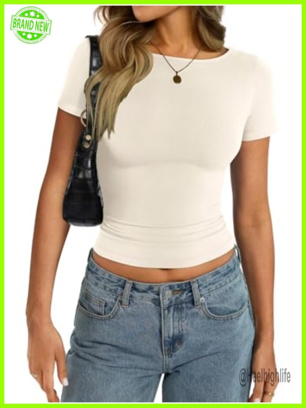 EasyGala Womens Cotton Short Sleeve Boat Neck Fitted Crop Top Y2K Tee